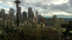 Seattle buildings cityscapes artwork post-apocalyptic