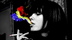 Selective coloring Cigarettes woman