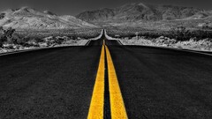 selective coloring landscape Mountains desert road asphalt
