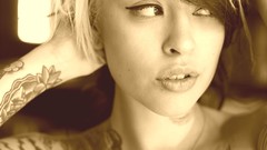 Sepia faces tattoos brunettes