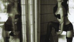 Sepia Milla Jovovich monochrome mirrors underwear