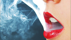 Sexy redlipstick smoke lady