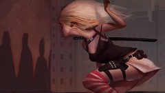 Shadows anime girls striped legwear