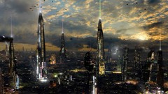 Shadows cityscapes futuristic skylines