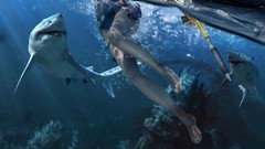 Sharks lara croft video games fantasy art