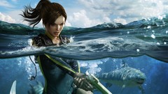 Sharks tomb raider lara croft video games split-view