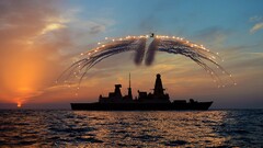ship Navy destroyer Royal Navy military Sea sky sunlight