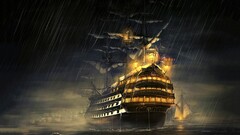 ship Navy Royal Navy sailing ship rain water artwork man-of-war