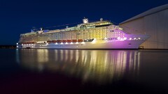 ship night vehicle lights cruise ship