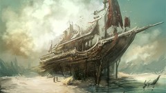 Ships artwork fantasy art deserts