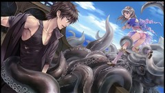 Ships brown tentacles long hair anime girls boots short hair 