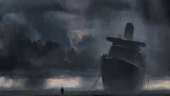 Ships digital art Beaches