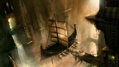 Ships fantasy art harbours