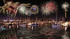 Ships fireworks july digital art