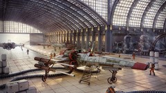Ships hangar steampunk star wars artwork