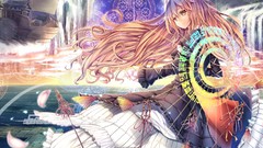 Ships lotus brown eyes flower petals touhou bicolored hair 