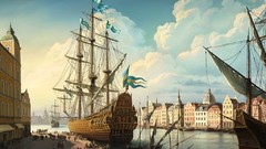 Ships paintings cityscapes