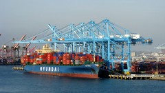 Ships port Shanghai Containers Hyundai cargo aircrafts