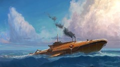 Ships steampunk fantasy art