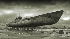 Ships submarine monochrome