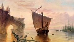 Ships the lord of the rings fantasy art Darrell K Sweet