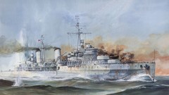 Ships United Kingdom Navy Cruiser drawings artwork military art