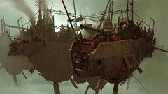 Ships vehicles science fiction skies artwork digital art