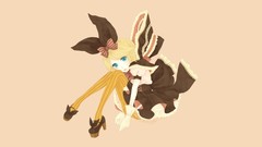 Shoes dress gloves sitting blondes anime girls blue eyes short 