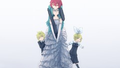 Shoes dress tie gloves coat blondes blue hair smiling long hair 