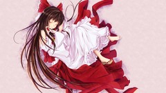 Shoes sleeping dress long hair anime girls hakurei reimu touhou 