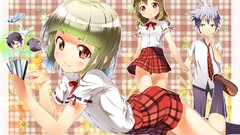 Shoes socks Chibi Ribbons skirts blue hair long hair anime 