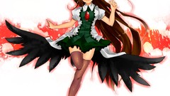 Shoes wings white background red eyes skirts blush smiling long 