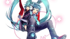 Short hair hatsune miku vocaloid tails Vocaloid Fanmade aqua 
