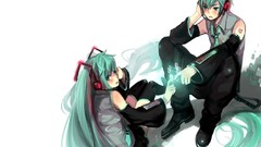 Short hair hatsune miku vocaloid tails Vocaloid Fanmade aqua 