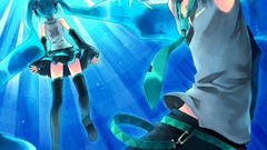 Short hair hatsune miku vocaloid tails Vocaloid Fanmade aqua 