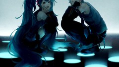 Short hair hatsune miku vocaloid tails Vocaloid Fanmade aqua 