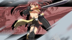 Shorts anime girls chainsaw ponytails thigh highs underboobs