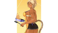 Shorts anime girls gray hair nekomimi denim shorts