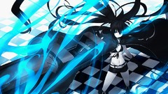 Shorts boots blue eyes brunettes black rock shooter black hair 