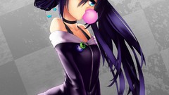 Shorts stockings hoodies belts long hair anime girls blue eyes 