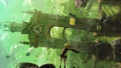 Sideways science fiction artwork fantasy art Gravity Rush