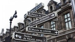 Sign Paris signs roads architecture blurred background