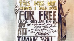 Sign woman artist funny drawings artwork