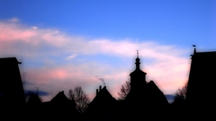 Silhouette village skyscapes Church