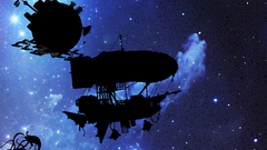 Silhouetted air ship by
