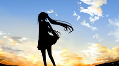 Silhouettes anime girls hatsune miku vocaloid skyscapes