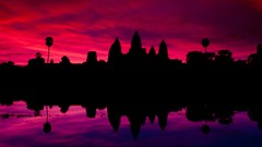 Silhouettes architecture lakes reflections Temples cambodia 