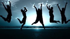 Silhouettes Beaches bokeh jumping