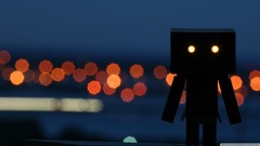 Silhouettes bokeh danboard glowing eyes