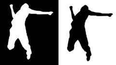 Silhouettes jumping monochrome